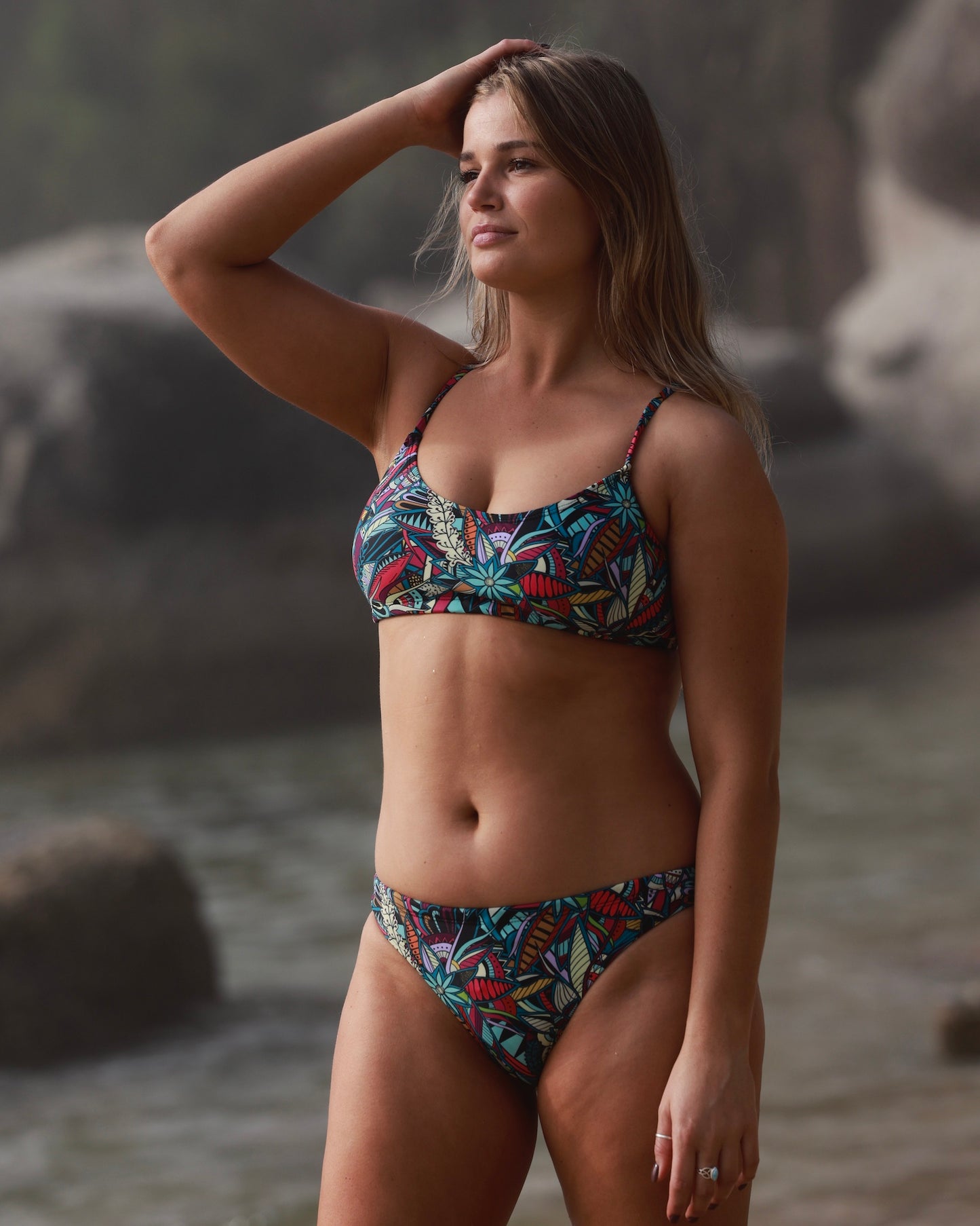 Red Paisley - Active Bikini Top